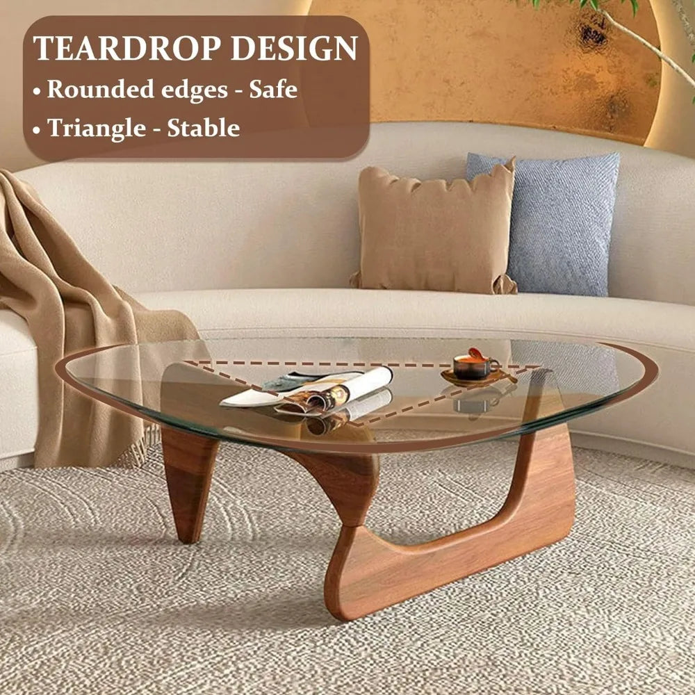 Kasandra Modern Walnut Glass Coffee Table