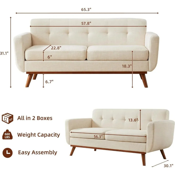 Modern Blue Tufted Loveseat