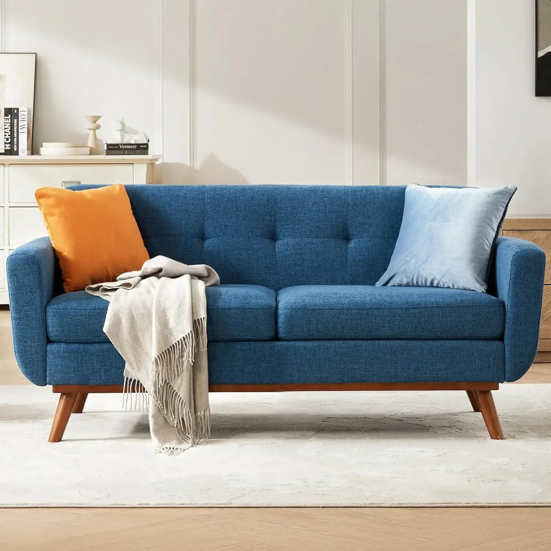 Modern Blue Tufted Loveseat