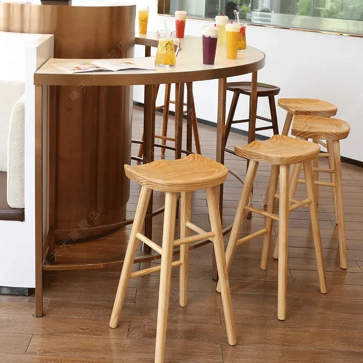 Nordic Solid Wood Bar Stool