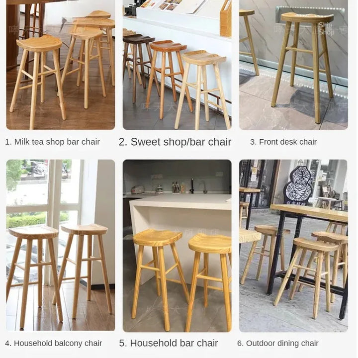 Nordic Solid Wood Bar Stool