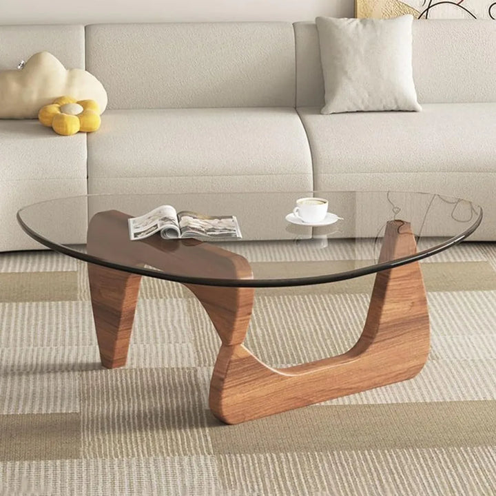 Kasandra Modern Walnut Glass Coffee Table