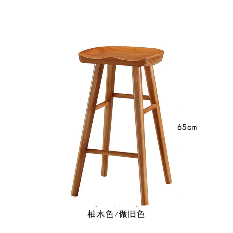 Nordic Solid Wood Bar Stool