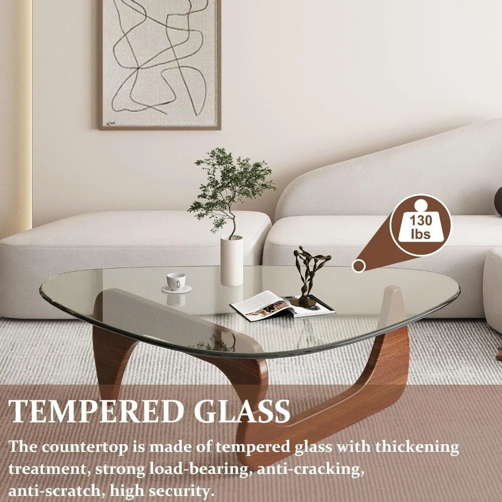 Kasandra Modern Walnut Glass Coffee Table