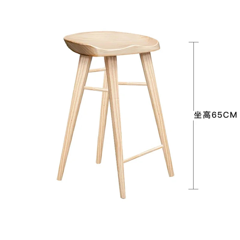 Nordic Solid Wood Bar Stool