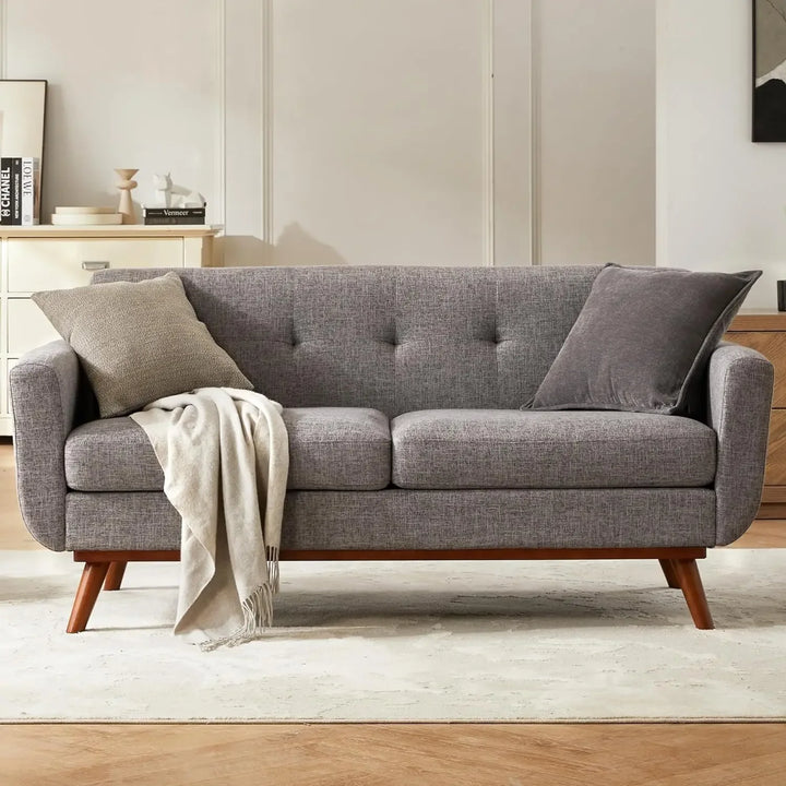 Modern Blue Tufted Loveseat